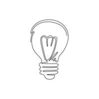 logotipo de icono de línea de bombilla de dibujo de una sola línea. signo de idea, solución, concepto de pensamiento. lámpara eléctrica de iluminación. electricidad, brillo. estilo plano moderno para diseño gráfico. vector de dibujo de línea continua