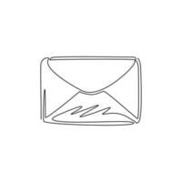 Single one line drawing closed mail envelope icon. Not read incoming message. Decoration for greeting cards, posters, prints for clothes. Modern continuous line draw design graphic vector illustration