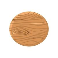 Round wooden plaque, rustic tablet on a white isolated background. Vector cartoon illustration