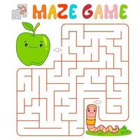 Maze puzzle game for children. Maze or labyrinth game with worm. vector