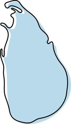 Stylized simple outline map of Sri Lanka icon. Blue sketch map of Sri Lanka vector illustration