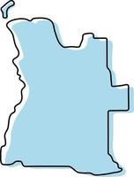 Stylized simple outline map of Angola icon. Blue sketch map of Angola vector illustration