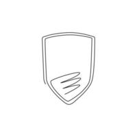 Single one line drawing shield secure and protection trendy flat style icon symbol. Shield symbol for web site design, logo, app, UI. Modern continuous line draw design graphic vector illustration