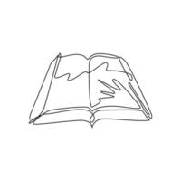 Single one line drawing open book icon in flat style. Study and knowledge, library and education, science and literature. Isolated open books in various positions. Continuous line draw design graphic vector