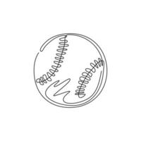 Single continuous line drawing leather baseball ball symbol logo. Decoration for greeting cards, posters, patches, prints for clothes, emblems. Dynamic one line draw graphic design vector illustration