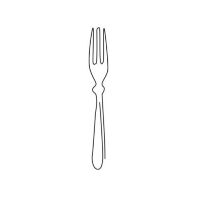 Continuous one line drawing food fork flat logo symbol icon. Silhouette  kitchen fork banner poster. Food business restaurant, food court area  theme. Single line draw design vector graphic illustration 8720241 Vector  Art