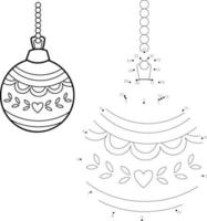 Dot to dot Christmas puzzle for children. Connect dots game. Christmas ball vector