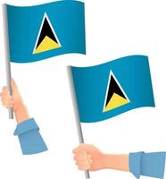 Saint Lucia flag in hand icon vector