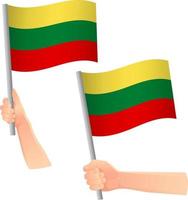 icono de la bandera de lituania en la mano vector