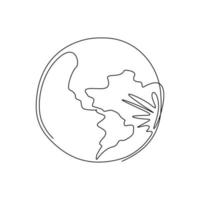 Single one line drawing planet earth icon logo. Global map. World health day. Earth day. Design for web banner, mobile app, infographics. Modern continuous line draw design graphic vector illustration