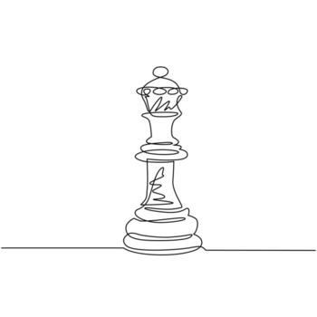 Single continuous line drawing chess queen logo isolated on white background. Chess logo for web site, app, print presentation. Creative art concept, eps 10. One line draw design vector illustration