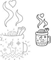 Dot to dot Christmas puzzle for children. Connect dots game. Cup vector