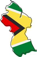 Stylized outline map of Guyana with national flag icon. Flag color map of Guyana vector illustration.