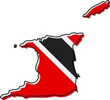 Stylized outline map of Trinidad and Tobago with national flag icon. Flag color map of Trinidad and Tobago vector illustration.