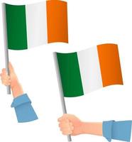 Ireland flag in hand icon vector