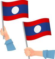 icono de la bandera de laos en la mano vector