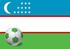 bandera de uzbekistán y balón de fútbol vector