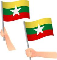 Myanmar flag in hand icon vector