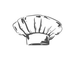 Chef cook hat. Baker or cooker cap, kitchener headdress. Uniform Costume Wear Element. Vector isolated hand drawn sketch