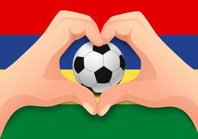 Mauritius soccer ball and hand heart shape vector