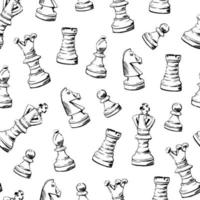 Chess seamless pattern. Hand-drawn sketch. Vector background.