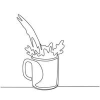 dibujo continuo de una línea vertiendo vaso de jugo de naranja en una taza de vidrio. vertiendo jugo de naranja fresco en una taza. bebida refrescante en vacaciones de verano. ilustración gráfica de vector de diseño de dibujo de una sola línea