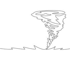 Single one line drawing Splash of water vortex and twisted shape. Water whirling image isolated. tornado of water. Rotating twister. Modern continuous line draw design graphic vector illustration