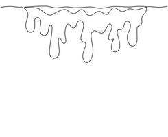 Single continuous line drawing drip and flow of milk. Abstract splash of white liquid. Drop and splashing cream or yogurt. Stream and stain paint - design element. One line draw vector illustration