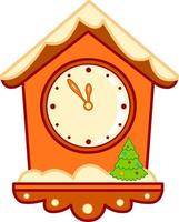 Christmas cartoons clip art. Clock vector illustration