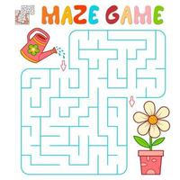 Maze puzzle game for children. Maze or labyrinth game with flower. vector