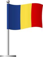 Chad flag on pole icon vector