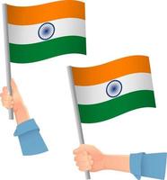 icono de la bandera india en la mano vector