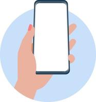 Female hands holding mobile phone vector