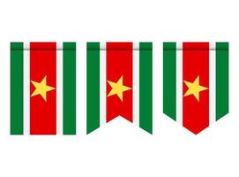 Suriname flag or pennant isolated on white background. Pennant flag icon. vector