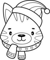 Christmas coloring book or page. Christmas animal black and white vector illustration