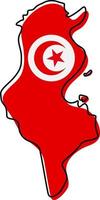 Stylized outline map of Tunisia with national flag icon. Flag color map of Tunisia vector illustration.