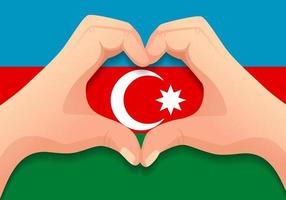 bandera de azerbaiyán y forma de corazón de mano vector