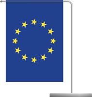 Europe EU flag on pole icon vector