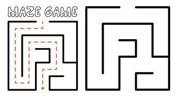 Maze game for kids. Simple Maze puzzle with solution vector