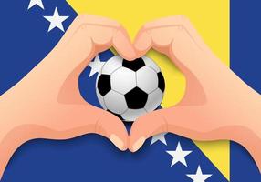 Bosnia and Herzegovina soccer ball and hand heart shape vector