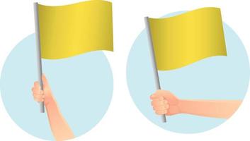 yellow flag in hand icon vector