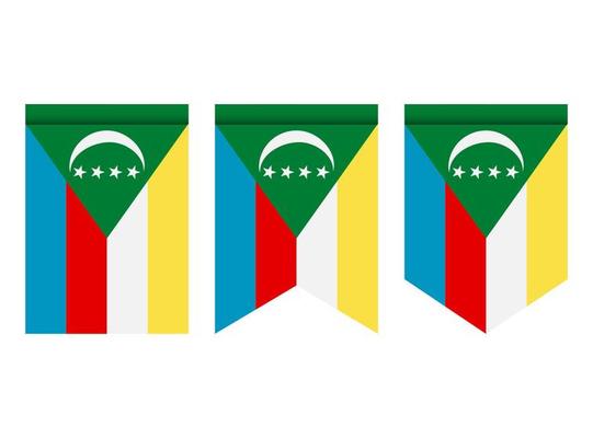 Comoros flag or pennant isolated on white background. Pennant flag icon.