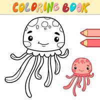 Coloring book or page for kids. jellyfish black and white vector