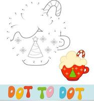 Dot to dot Christmas puzzle. Connect dots game. Cup vector illustration