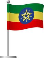 Ethiopia flag on pole icon vector