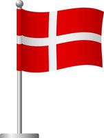 Denmark flag on pole icon vector