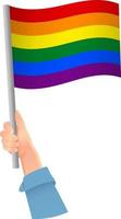 lgbt flag in hand icon vector