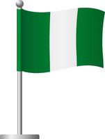 Nigeria flag on pole icon vector