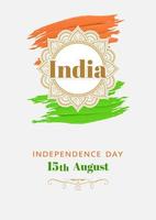 tarjeta del día de la independencia de la india. 15 de agosto vector