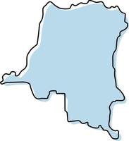 Stylized simple outline map of Democratic Republic of the Congo icon. Blue sketch map of Democratic Republic of the Congo vector illustration